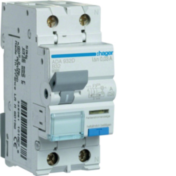 Дифференциальный автомат 32/1N/B/003 тип A (6kA) Hager