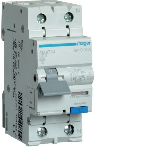 Дифференциальный автомат 20/1N/С/003 тип A (6kA) Hager