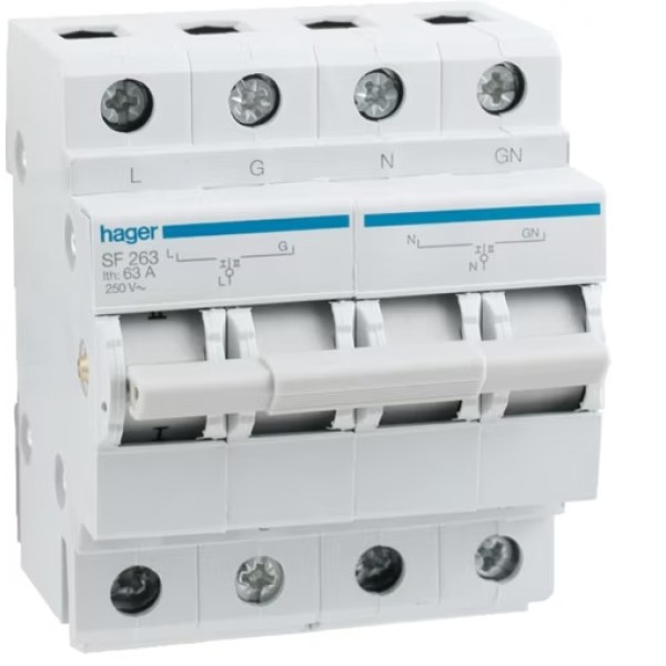 Переключатель I-0-II,63/1+N, 4-модуля Hager