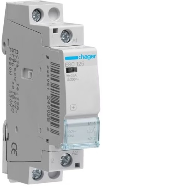 Контактор для проводок 25A/230V, 1НО, 1-модуль Hager