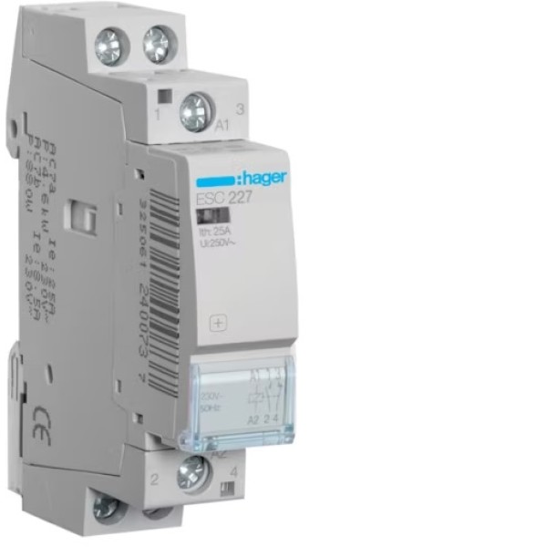Контактор для проводок 25A/230V, 1НО+1НЗ, 1-модуль Hager