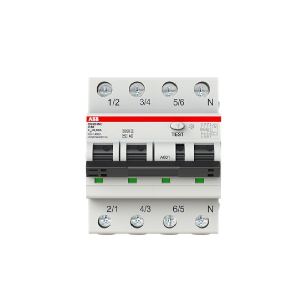 Дифф. авт. выключатель DS203NC C10 AC30, 3P+N C 10A 30mA Icu=10kA 4M
