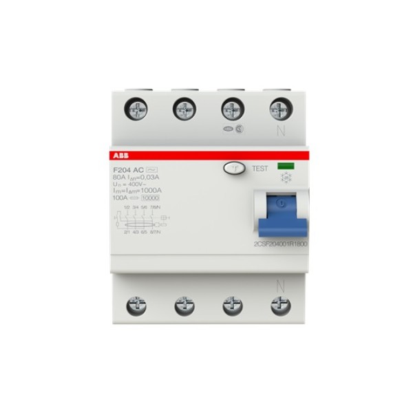 УЗО F204 AC-80/0.03, 4P 80A 30mA Inc=10kA 4M