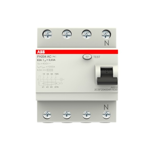 УЗО FH204 AC-63/0.03, 4P 63A 30mA Inc=6kA 4M