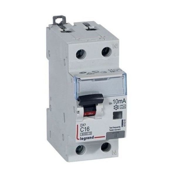 Дифф. авт. выключатель Legrand RX3, электронный, 1P+N, 16A, хар-ка C, 6kA, 30mA, тип AC, 2M