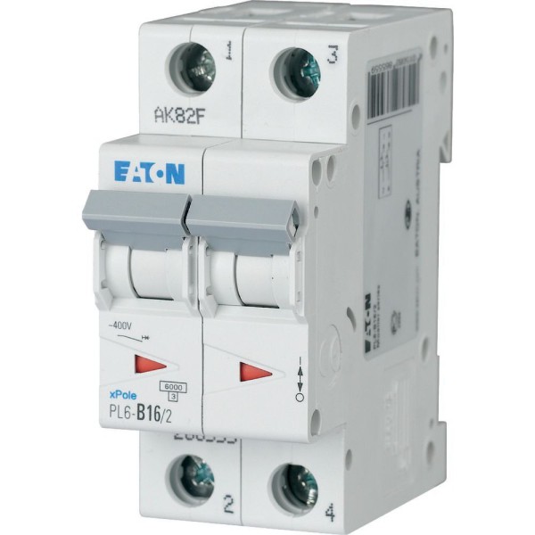 Авт. выключатель PL6-B16/2, 2P, 16A, хар-ка B, 6kA, 2M