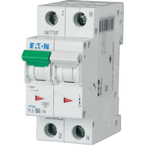 Авт. выключатель PL6-B25/1N, 1P+N, 25A, хар-ка B, 6kA, 2M