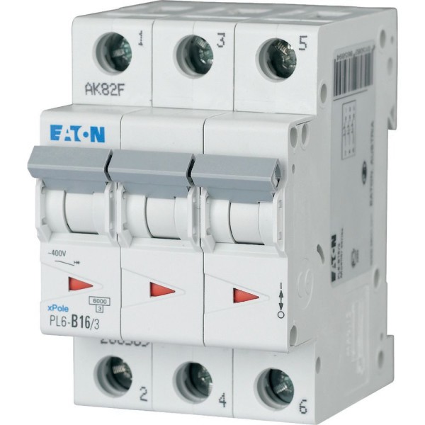 Авт. выключатель PL6-B16/3, 3P, 16A, хар-ка B, 6kA, 3M