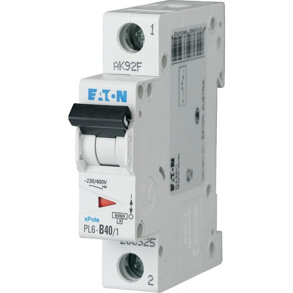Авт. выключатель PL6-B40/1, 1P, 40A, хар-ка B, 6kA, 1M