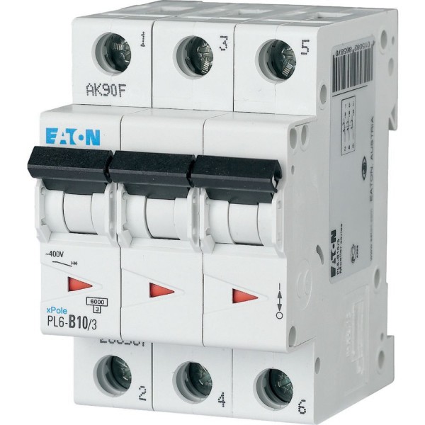 Авт. выключатель PL6-C10/3, 3P, 10A, хар-ка C, 6kA, 3M