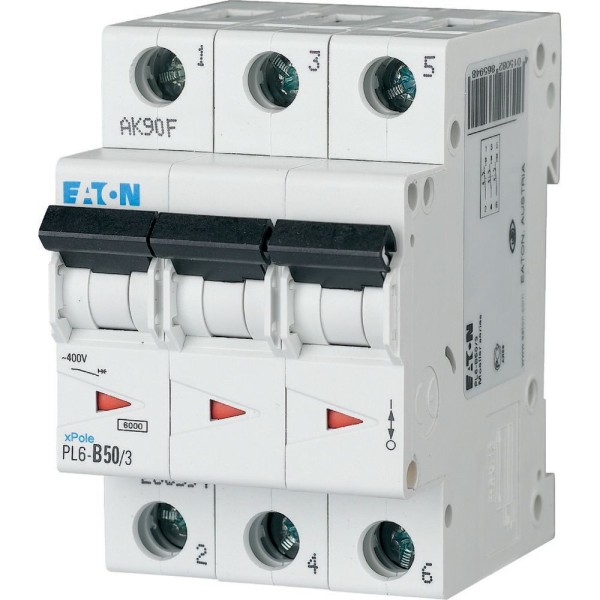 Авт. выключатель PL6-C50/3, 3P, 50A, хар-ка C, 6kA, 3M