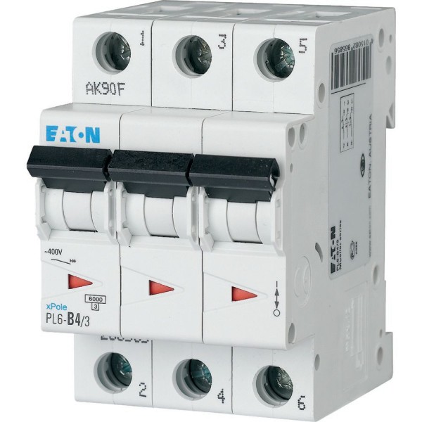 Авт. выключатель PL6-C4/3, 3P, 4A, хар-ка C, 6kA, 3M