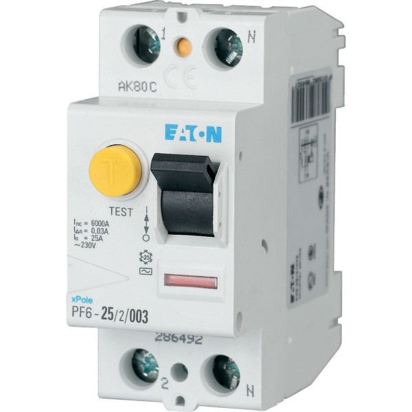 УЗО PF6-25/2/03, 2P, 25A, 6kA, 300mA, тип АC, 2M