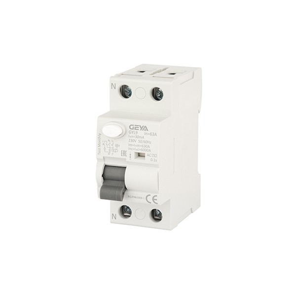 УЗО GYL9-2P-63A-30mA, 2P, 63A, 6 kA, 30mA, тип AC, 2M
