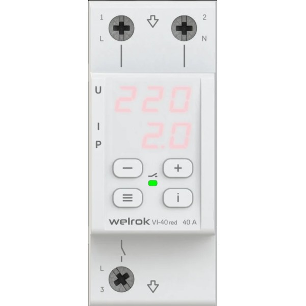 Реле напряжения с контролем тока Welrok VI-40 red