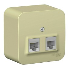 BLANCA О/У РОЗЕТКА двойная: комп.RJ45, кат.5E + телеф. RJ11, ИЗОЛ.ПЛ.,БЕЖЕВЫЙ