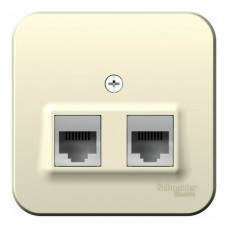 BLANCA О/У РОЗЕТКА двойная: комп.RJ45, кат.5E + телеф. RJ11, ИЗОЛ.ПЛ.,МОЛОЧНЫЙ