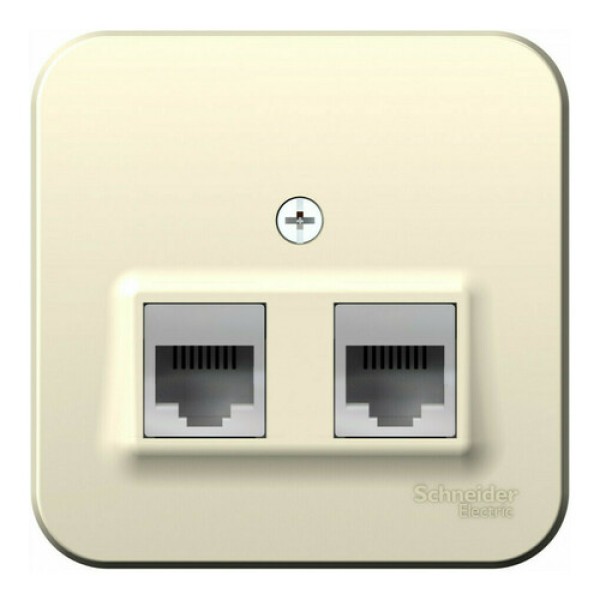 BLANCA О/У РОЗЕТКА двойная: комп.RJ45, кат.5E + телеф. RJ11, ИЗОЛ.ПЛ.,МОЛОЧНЫЙ