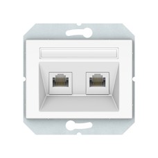 Tелефонная розетка RJ11,  двухместная,  без рамки, белый