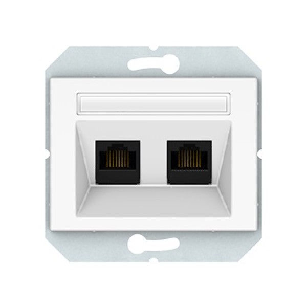Kомпьютерная розетка RJ45, AMP, двухместная,  без рамки, белый