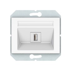 USB розетка без рамки, белый