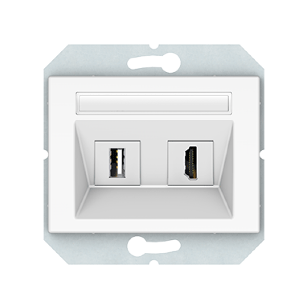 HDMI и USB розетка, без рамки, белый