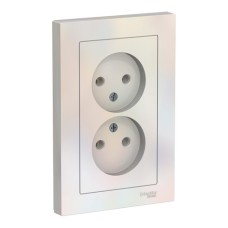 ATLASDESIGN РОЗЕТКА двойная без заземления,16А, в сборе, ЖЕМЧУГ