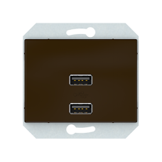 USB зарядное устройство двухместное 2xUSB 3,4 А без рамки, коричневый