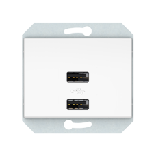 USB зарядное устройство двухместное 2xUSB 3,4 А без рамки, белый