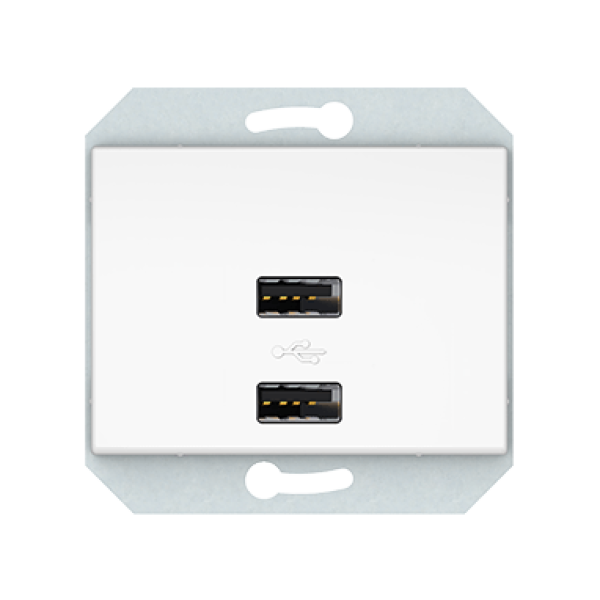 USB зарядное устройство двухместное 2xUSB 3,4 А без рамки, белый