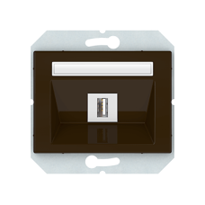 USB розетка без рамки, коричневый