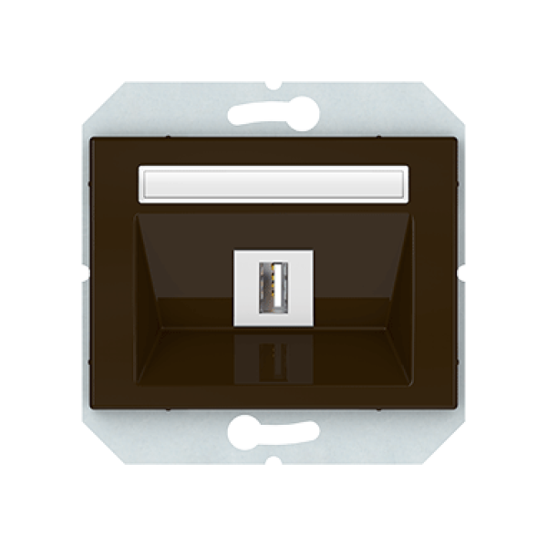 USB розетка без рамки, коричневый