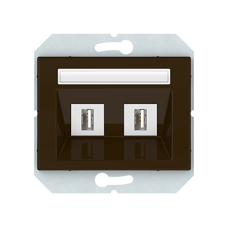 USB розетка двухместная, без рамки, коричневый