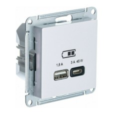 ATLASDESIGN USB РОЗЕТКА A + тип-C 45W высокоскор.заряд. QC,PD, механизм, ЖЕМЧУГ