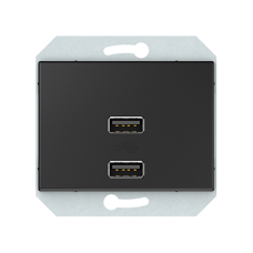 USB зарядное устройство двухместное 2xUSB 3,4 А без рамки, антрацит