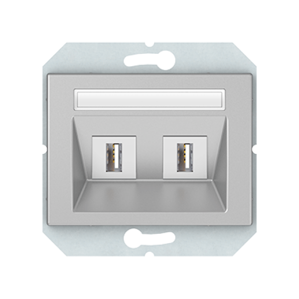 HDMI и USB розетка, без рамки, металлик