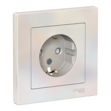 ATLASDESIGN РОЗЕТКА с заземлением со шторками, 16А, в сборе, ЖЕМЧУГ