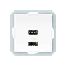 USB зарядное устройство двухместное 2xUSB 3,4 А без рамки, белое