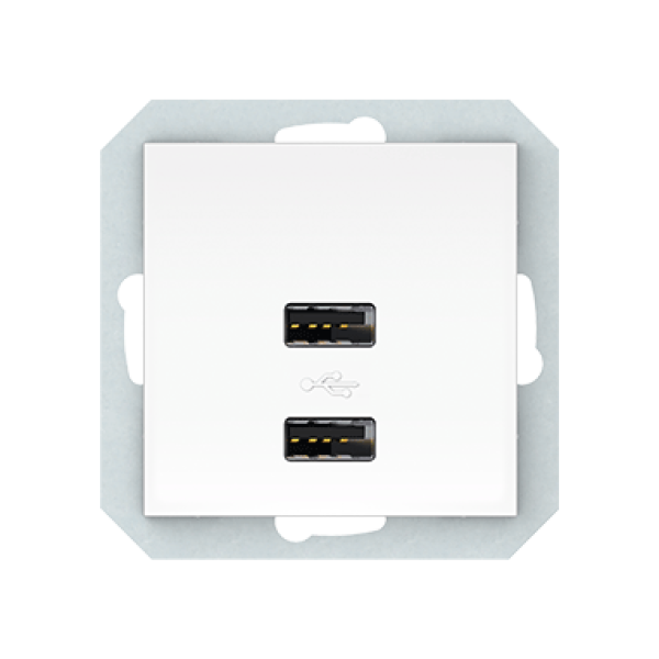 USB зарядное устройство двухместное 2xUSB 3,4 А без рамки, белое