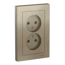 ATLASDESIGN РОЗЕТКА двойная без заземления,16А, в сборе, ШАМПАНЬ