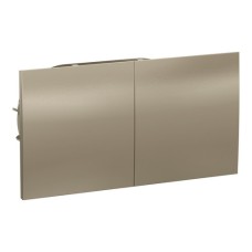 ATLASDESIGN РОЗЕТКА двойная с заземл. со штор. со сдвиж. крыш., 16А, в сборе, ШАМПАНЬ