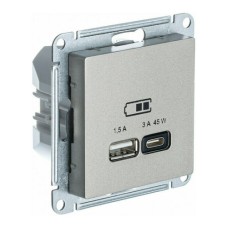 ATLASDESIGN USB РОЗЕТКА A + тип-C 45W высокоскор.заряд. QC,PD, механизм, ШАМПАНЬ