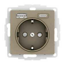 ATLASDESIGN РОЗЕТКА 16А c 2 USB A+C, 5В/2,4А/3,0А, 2х5В/1,5А, механизм, ШАМПАНЬ