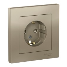 ATLASDESIGN РОЗЕТКА с заземлением со шторками, 16А, в сборе, ШАМПАНЬ