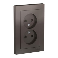 ATLASDESIGN РОЗЕТКА двойная без заземления со шторками,16А, в сборе, МОККО