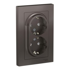ATLASDESIGN РОЗЕТКА двойная с заземлением со шторками, 16А, в сборе, МОККО