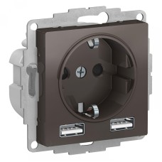 ATLASDESIGN РОЗЕТКА 16А c 2 USB A+A, 5В/2,4А, 2х5В/1,2А, механизм, МОККО