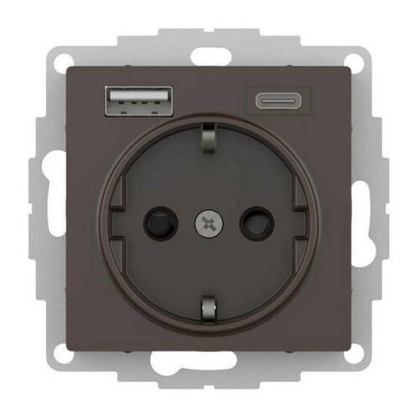 ATLASDESIGN РОЗЕТКА 16А c 2 USB A+C, 5В/2,4А/3,0А, 2х5В/1,5А, механизм, МОККО
