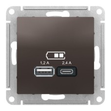 ATLASDESIGN USB РОЗЕТКА A+С, 5В/2,4А, 2х5В/1,2А, механизм, МОККО