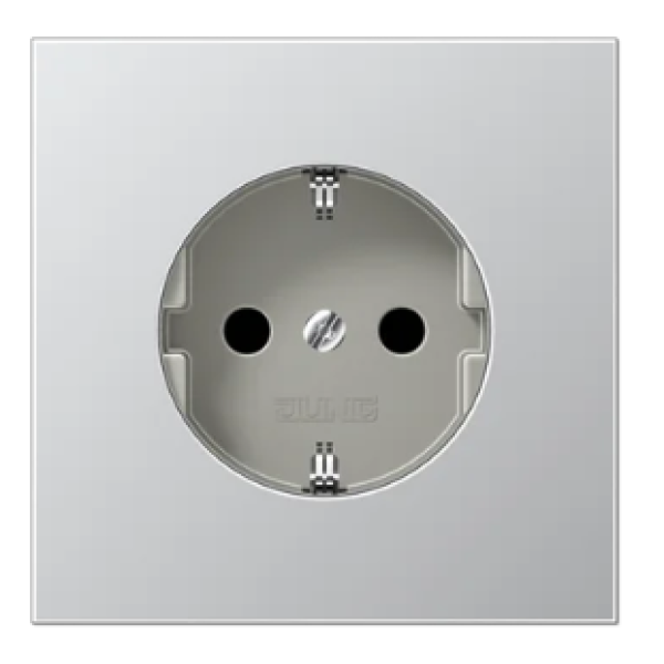 Розетка с заземлением "schuko" (шторки), 16A // Jung - LS990, алюминий